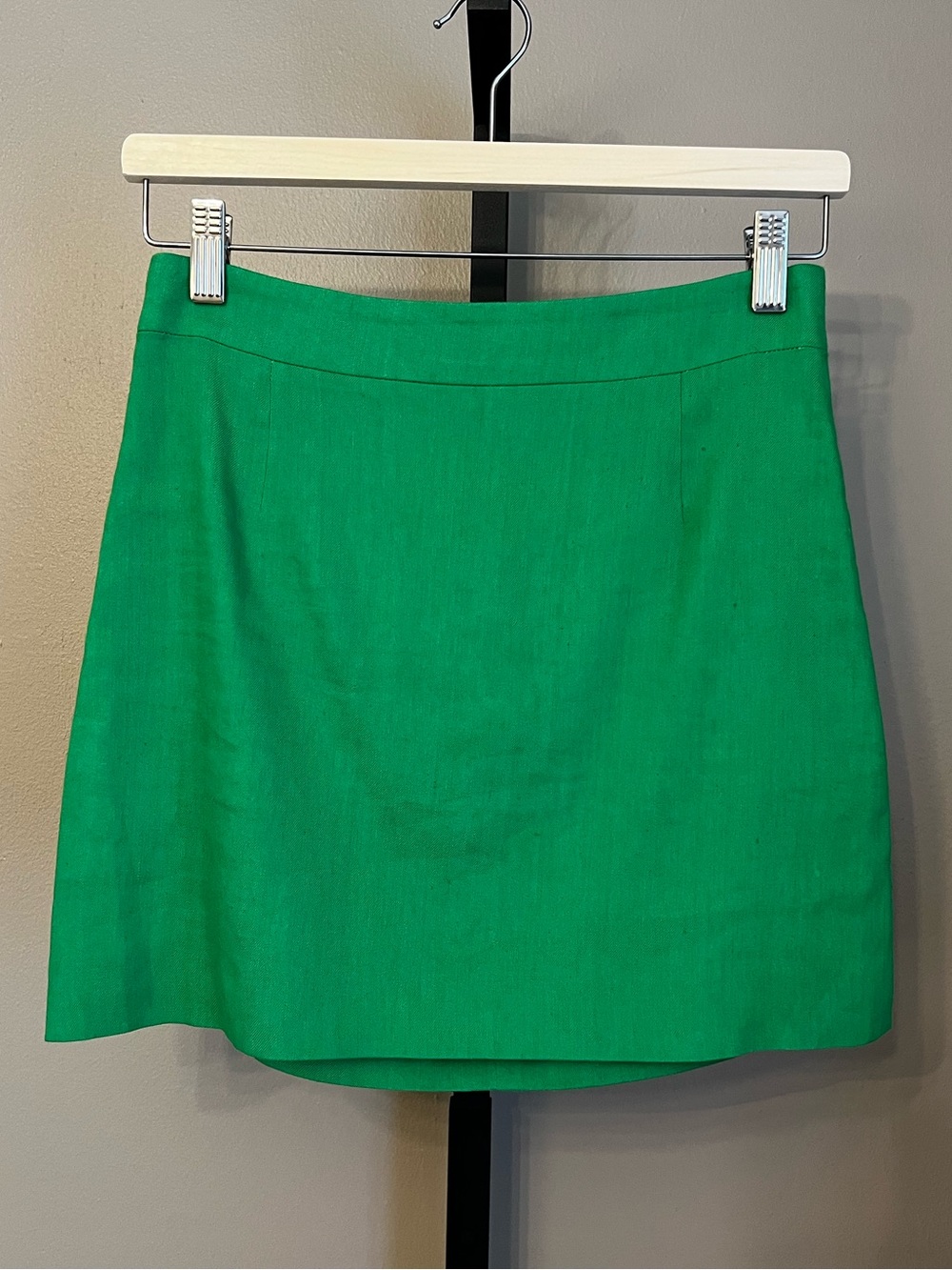 Frame Linen Blend Mini Skirt Kelly Green Size 4 Contemporary Preppy Classic